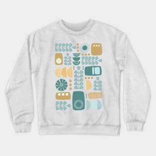 Retro Mid Century Modern in Teal, Aqua and Yellow Gold Crewneck Sweatshirt